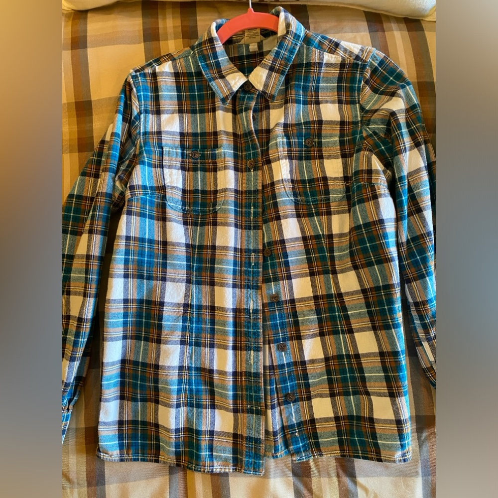 Duluth Trading Blue/brown flannel size Med